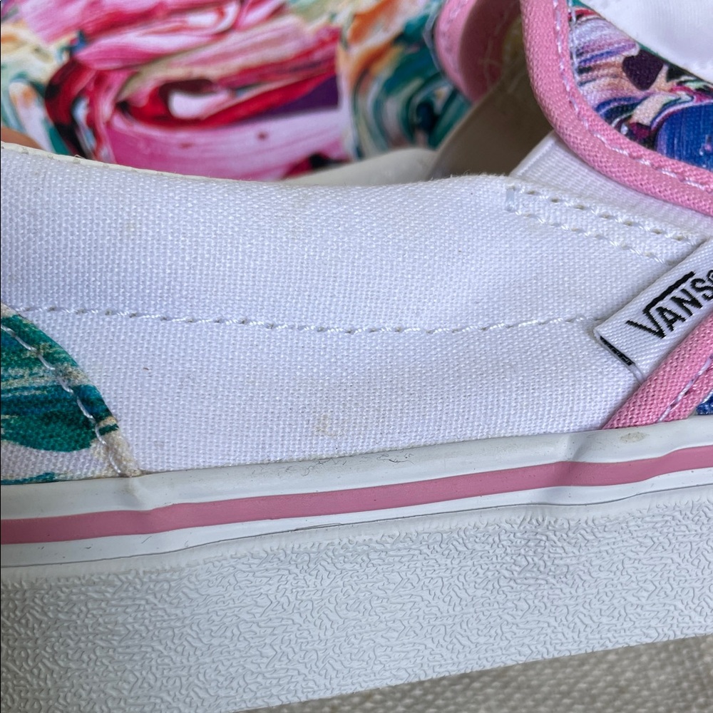 Vans Customs Slip-On Pink Trim and Multicolor Swirl US Women’s 5.0 Men 3.5 - Picture 8 of 8